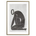 Poster Figure in Contemplation - dark silhouette of a kneeling woman on a gray background 134203 additionalThumb 14
