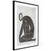 Poster Figure in Contemplation - dark silhouette of a kneeling woman on a gray background 134203 additionalThumb 6