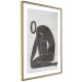Poster Figure in Contemplation - dark silhouette of a kneeling woman on a gray background 134203 additionalThumb 7