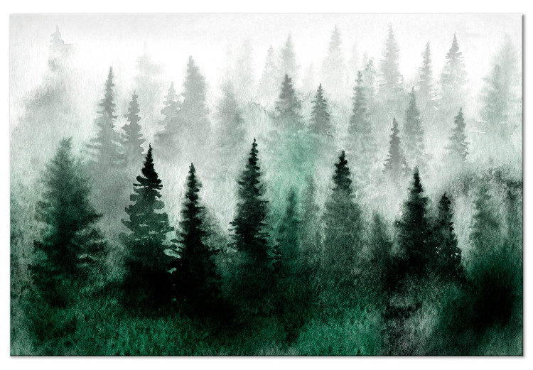 Canvas Misty Scandinavian Forest (1-piece) Wide - landscape of trees in fog 134603