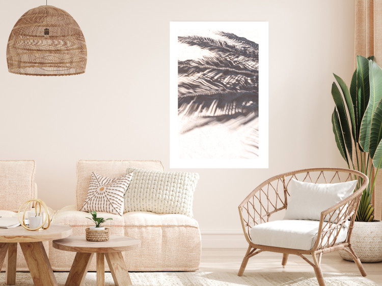 Poster Rest in the Shade - tropical composition of palm shadow on sand 135303 additionalImage 7