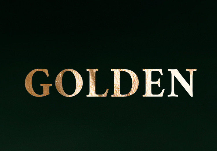 Poster Golden Exoticism - golden pineapple composition on a dark green background 135603 additionalImage 12