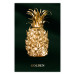 Poster Golden Exoticism - golden pineapple composition on a dark green background 135603