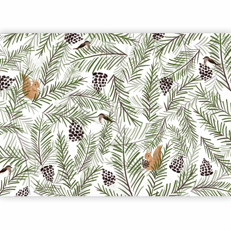 Wall Mural Forest motif - landscape with forest animals and trees on a white background 143703 additionalImage 5