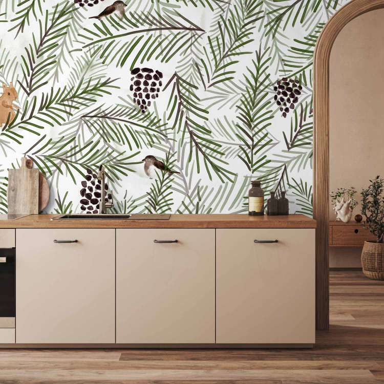 Wall Mural Forest motif - landscape with forest animals and trees on a white background 143703 additionalImage 6