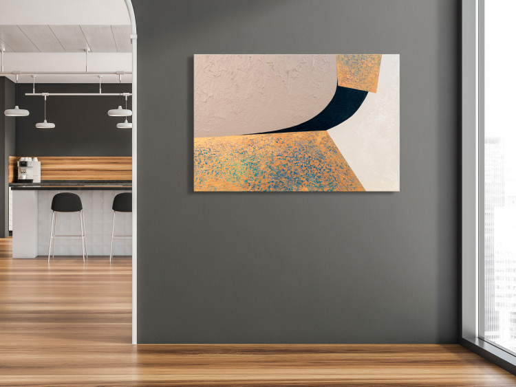 Canvas Art Print Abstraction (1-piece) - golden and beige shapes contrasted with black 143803 additionalImage 3