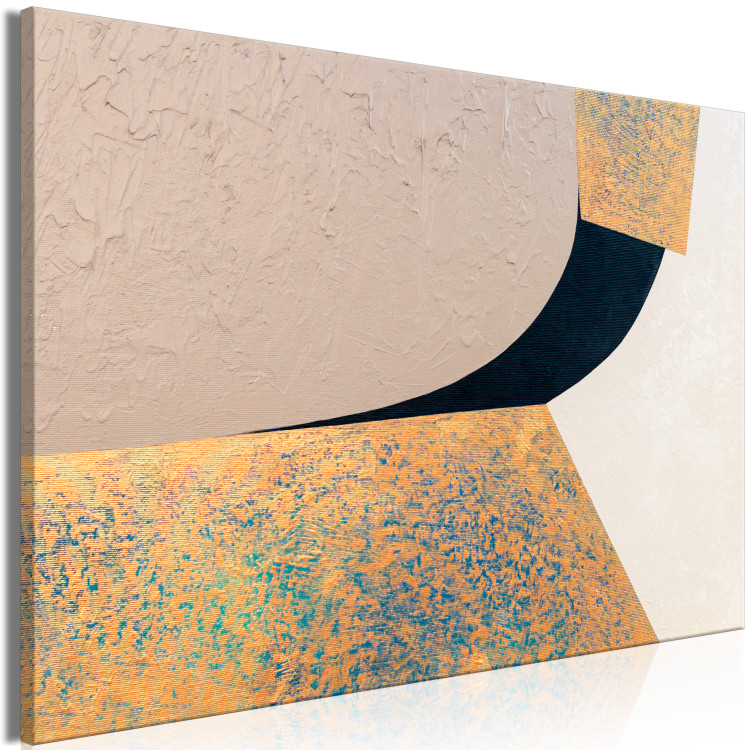 Canvas Art Print Abstraction (1-piece) - golden and beige shapes contrasted with black 143803 additionalImage 2