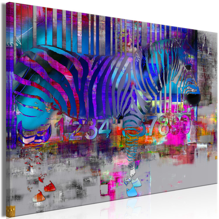 Canvas Print Colorful Zebra (1-piece) - mural with abstract barcode 144503 additionalImage 2