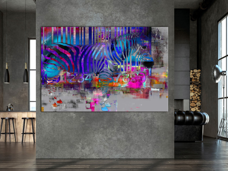Canvas Print Colorful Zebra (1-piece) - mural with abstract barcode 144503 additionalImage 3