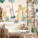 Wall Mural Dancing animals - monkey, hare, tiger, bear and zebra on yellow background 144603 additionalThumb 5