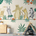 Wall Mural Dancing animals - monkey, hare, tiger, bear and zebra on yellow background 144603 additionalThumb 6
