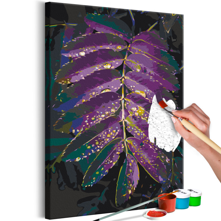 Paint by number Jungle Vegetation - Large Purple Leaf With Raindrops 146203 additionalImage 5