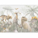 Photo Wallpaper Dinosaurs - Watercolor Reptiles in a Prehistoric Jungle in Beiges 148603 additionalThumb 1