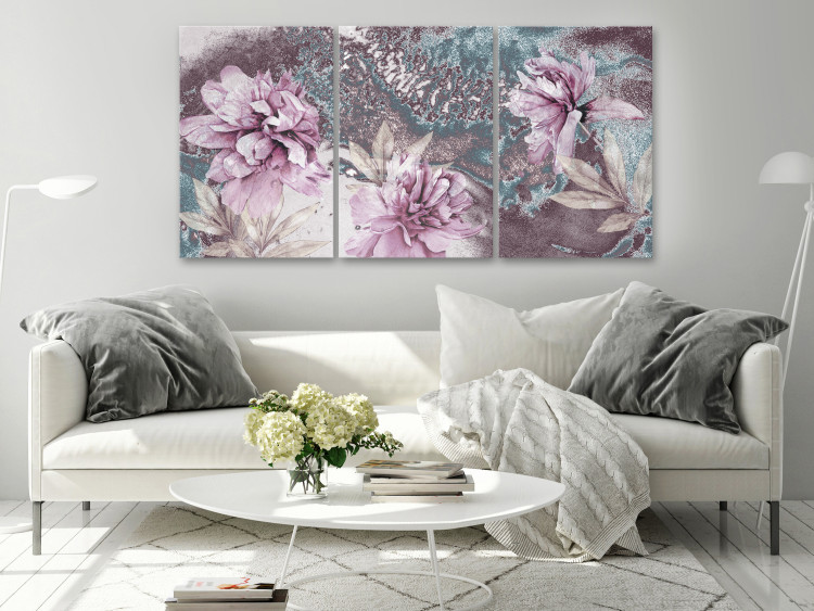 Canvas Peonies in Bloom - Floral Composition in Blue 149803 additionalImage 3