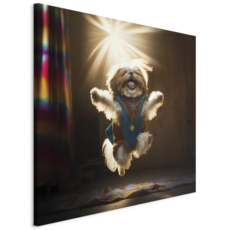 Canvas AI Shih Tzu Dog - Jumping Animal Against the Rays of the Sun - Square 150103 additionalImage 2