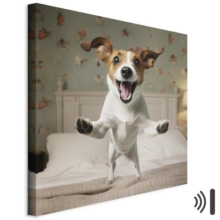 Canvas Print AI Dog Jack Russell Terrier - Joyful Animal Jumping From Bed Into Owner’s Arms - Square 150203 additionalImage 8