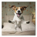 Canvas Print AI Dog Jack Russell Terrier - Joyful Animal Jumping From Bed Into Owner’s Arms - Square 150203 additionalThumb 7