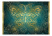 Photo Wallpaper Oriental Design - Golden Butterfly Ornament on a Turquoise Background 60103 additionalThumb 1
