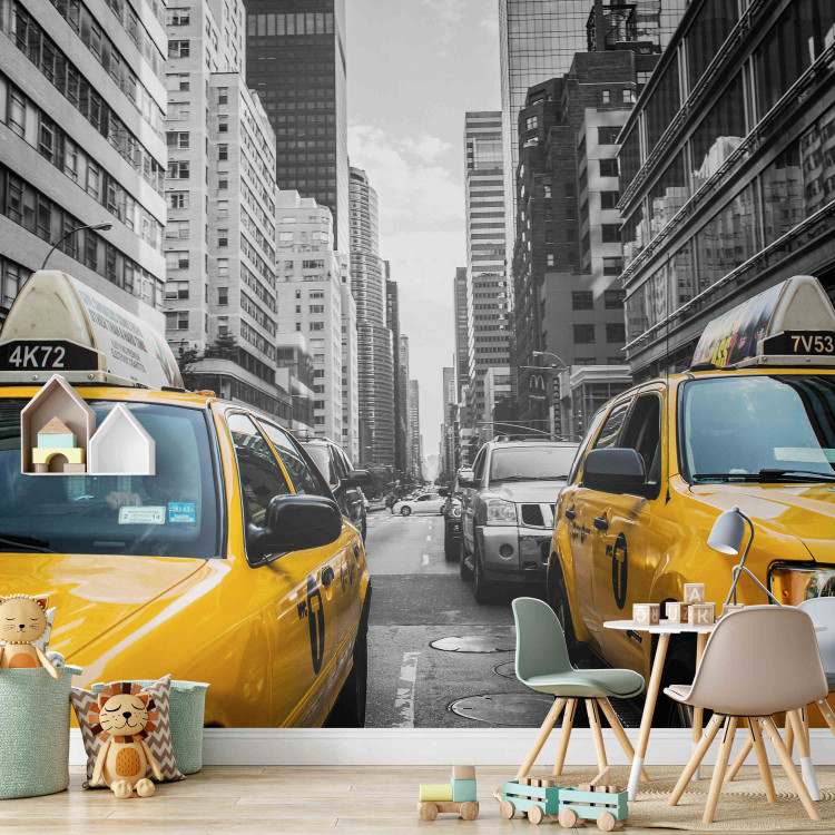 Photo Wallpaper New York City Urban Architecture - Yellow Taxi Cars and Skyscrapers in the Background 60203 additionalImage 4
