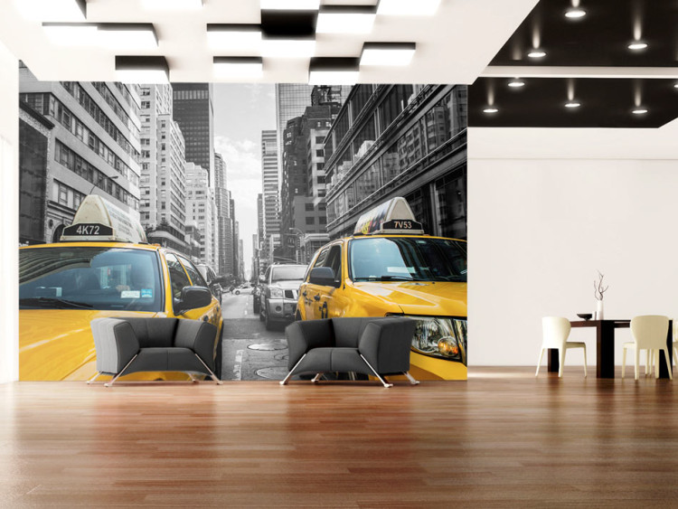 Photo Wallpaper New York City Urban Architecture - Yellow Taxi Cars and Skyscrapers in the Background 60203