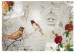 Photo Wallpaper Birdsong - Composition in a retro style with birds, flowers, and captions 61103 additionalThumb 1