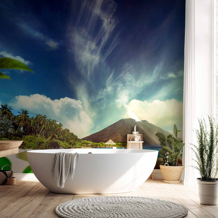 Wall Mural Tropical Motif - Landscape of the Beach above the Turquoise Water with a Volcano in the Background 61603 additionalImage 8