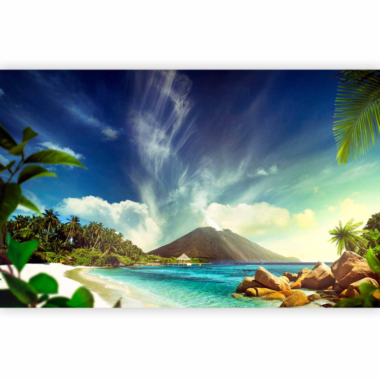 Wall Mural Tropical Motif - Landscape of the Beach above the Turquoise Water with a Volcano in the Background 61603 additionalImage 5