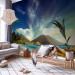Wall Mural Tropical Motif - Landscape of the Beach above the Turquoise Water with a Volcano in the Background 61603