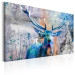Canvas Blue Deer (1-piece) - Horned Animal and Texts on Wooden Background 106113 additionalThumb 2