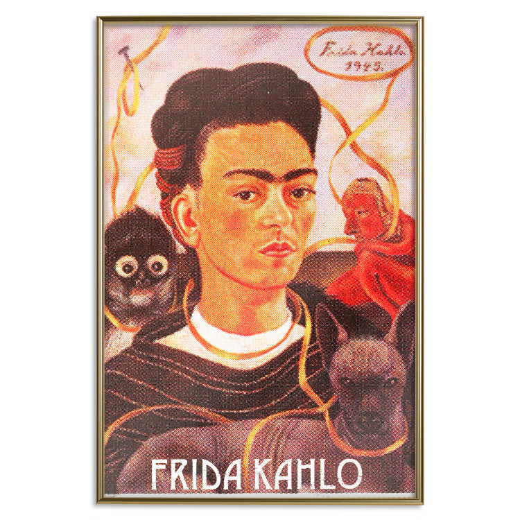 Poster Frida Kahlo - composition with a colorful portrait of a woman and animals 114413 additionalImage 16
