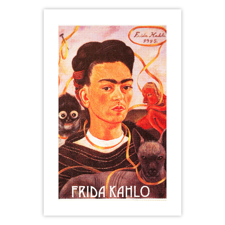 Poster Frida Kahlo - composition with a colorful portrait of a woman and animals 114413 additionalImage 19