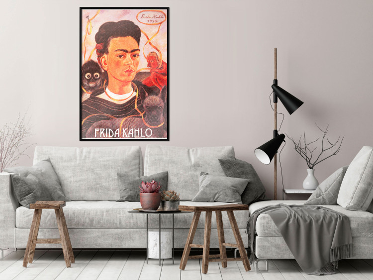Poster Frida Kahlo - composition with a colorful portrait of a woman and animals 114413 additionalImage 3