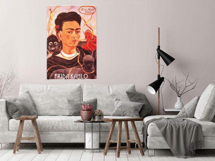 Poster Frida Kahlo - composition with a colorful portrait of a woman and animals 114413 additionalImage 17