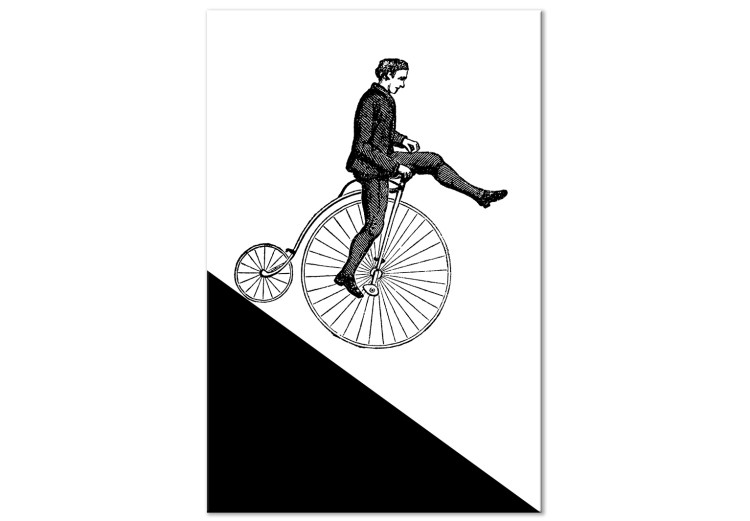 Canvas Print Biking Through Time (1-part) - Black and White Shades of the Past 115013