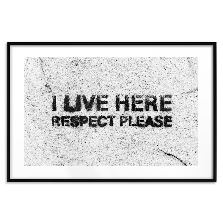 Wall Poster I live here respect please - black English texts on a grey background 115113 additionalImage 17