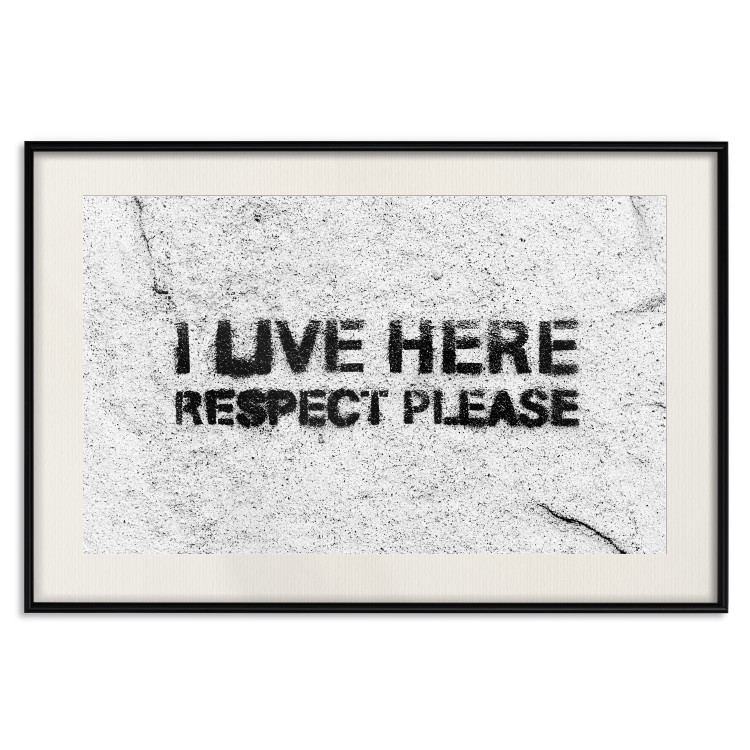 Wall Poster I live here respect please - black English texts on a grey background 115113 additionalImage 18