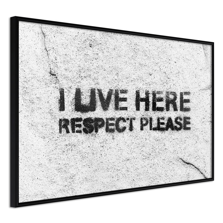 Wall Poster I live here respect please - black English texts on a grey background 115113 additionalImage 12