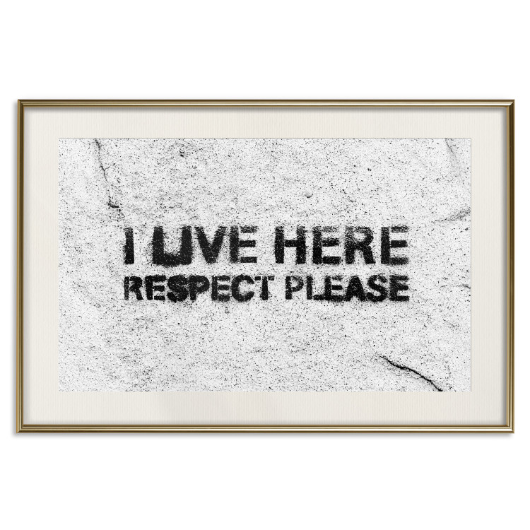Wall Poster I live here respect please - black English texts on a grey background 115113 additionalImage 19