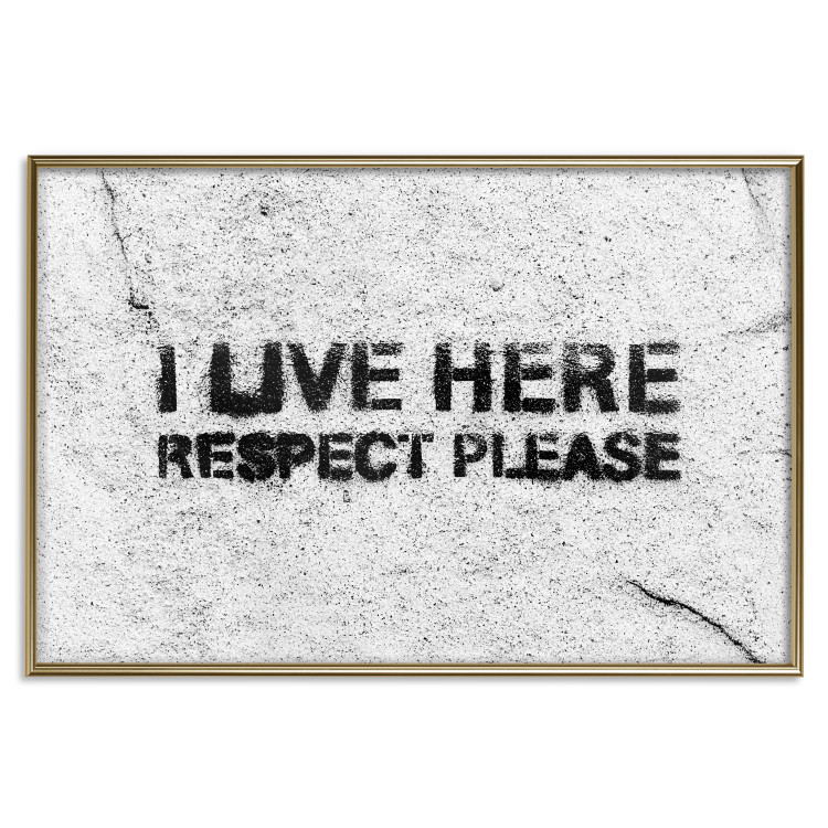 Wall Poster I live here respect please - black English texts on a grey background 115113 additionalImage 20