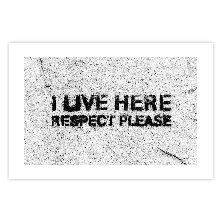 Wall Poster I live here respect please - black English texts on a grey background 115113 additionalImage 25