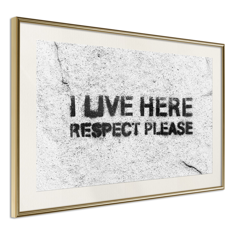 Wall Poster I live here respect please - black English texts on a grey background 115113 additionalImage 2