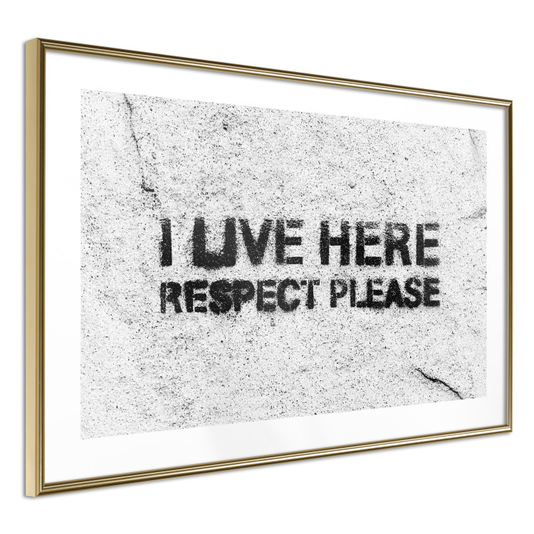 Wall Poster I live here respect please - black English texts on a grey background 115113 additionalImage 8