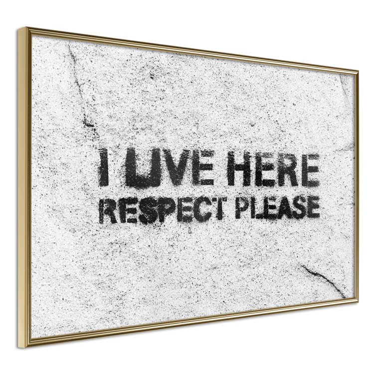 Wall Poster I live here respect please - black English texts on a grey background 115113 additionalImage 14
