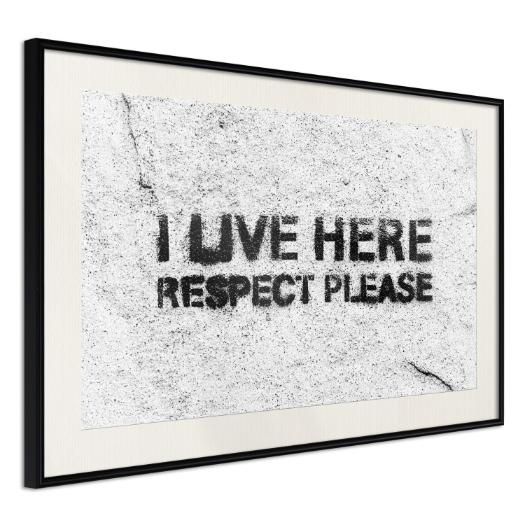 Wall Poster I live here respect please - black English texts on a grey background 115113 additionalImage 3