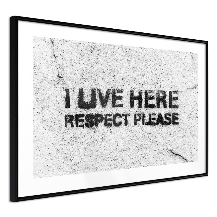 Wall Poster I live here respect please - black English texts on a grey background 115113 additionalImage 13