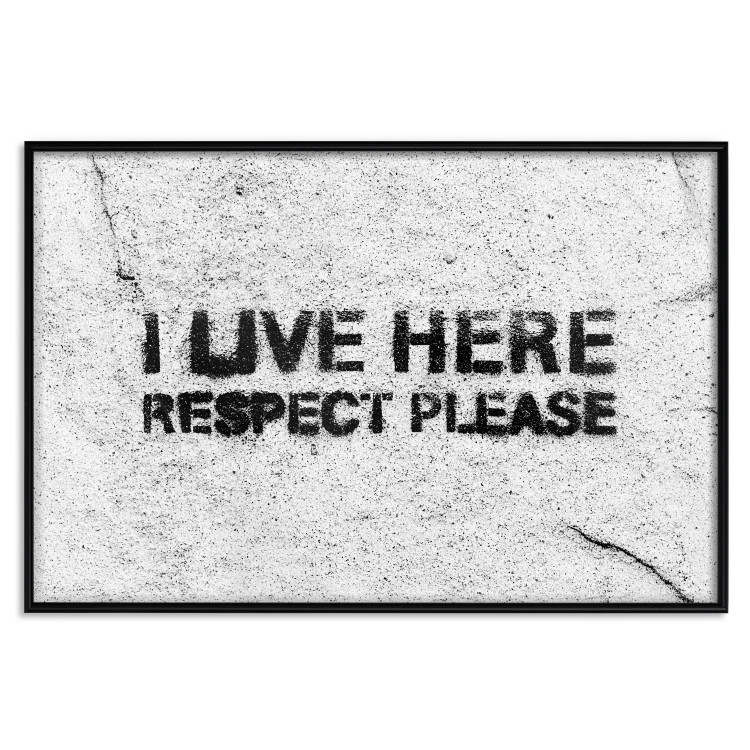 Wall Poster I live here respect please - black English texts on a grey background 115113 additionalImage 24