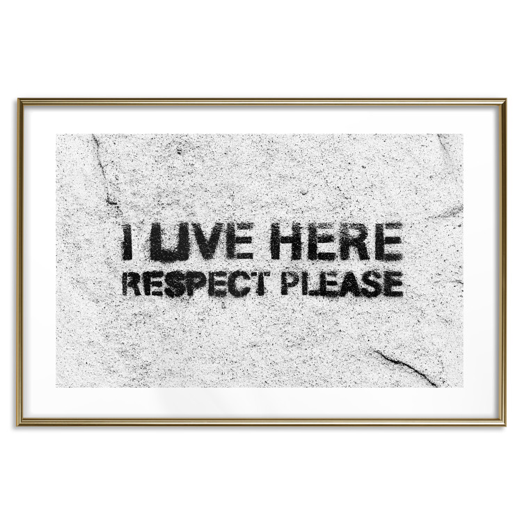 Wall Poster I live here respect please - black English texts on a grey background 115113 additionalImage 16
