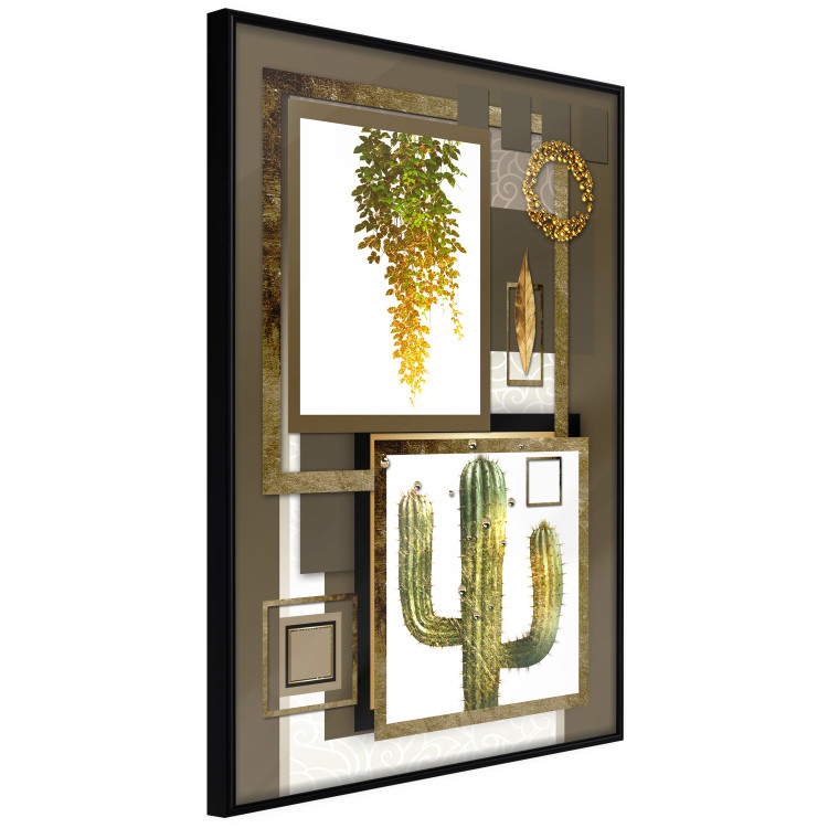 Poster Tropical Plants - cactus and leaves on a background of geometric abstraction 116313 additionalImage 10