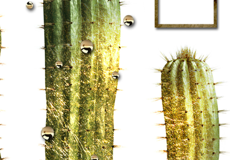 Poster Tropical Plants - cactus and leaves on a background of geometric abstraction 116313 additionalImage 9