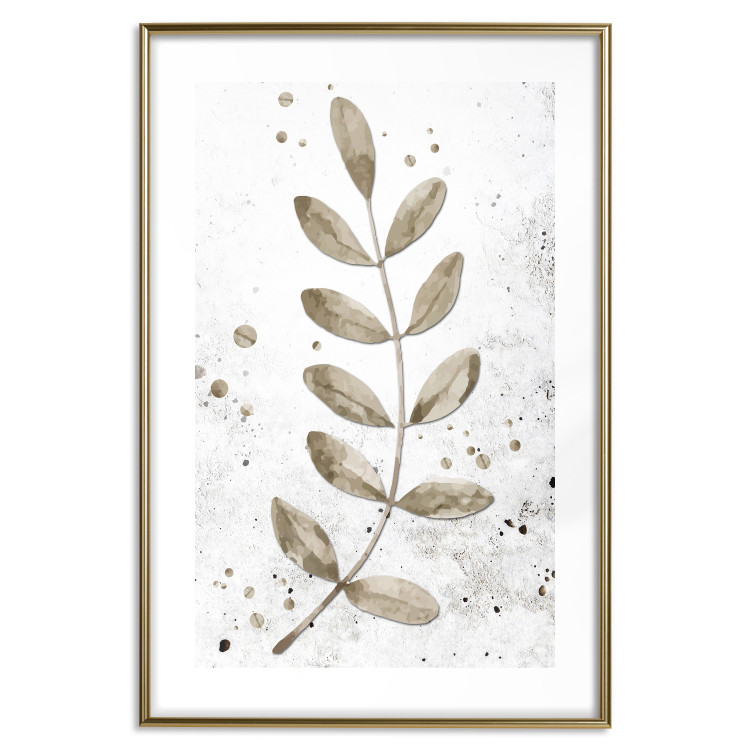 Poster Single Branch - delicate autumn leaves on a grayscale background 116413 additionalImage 16